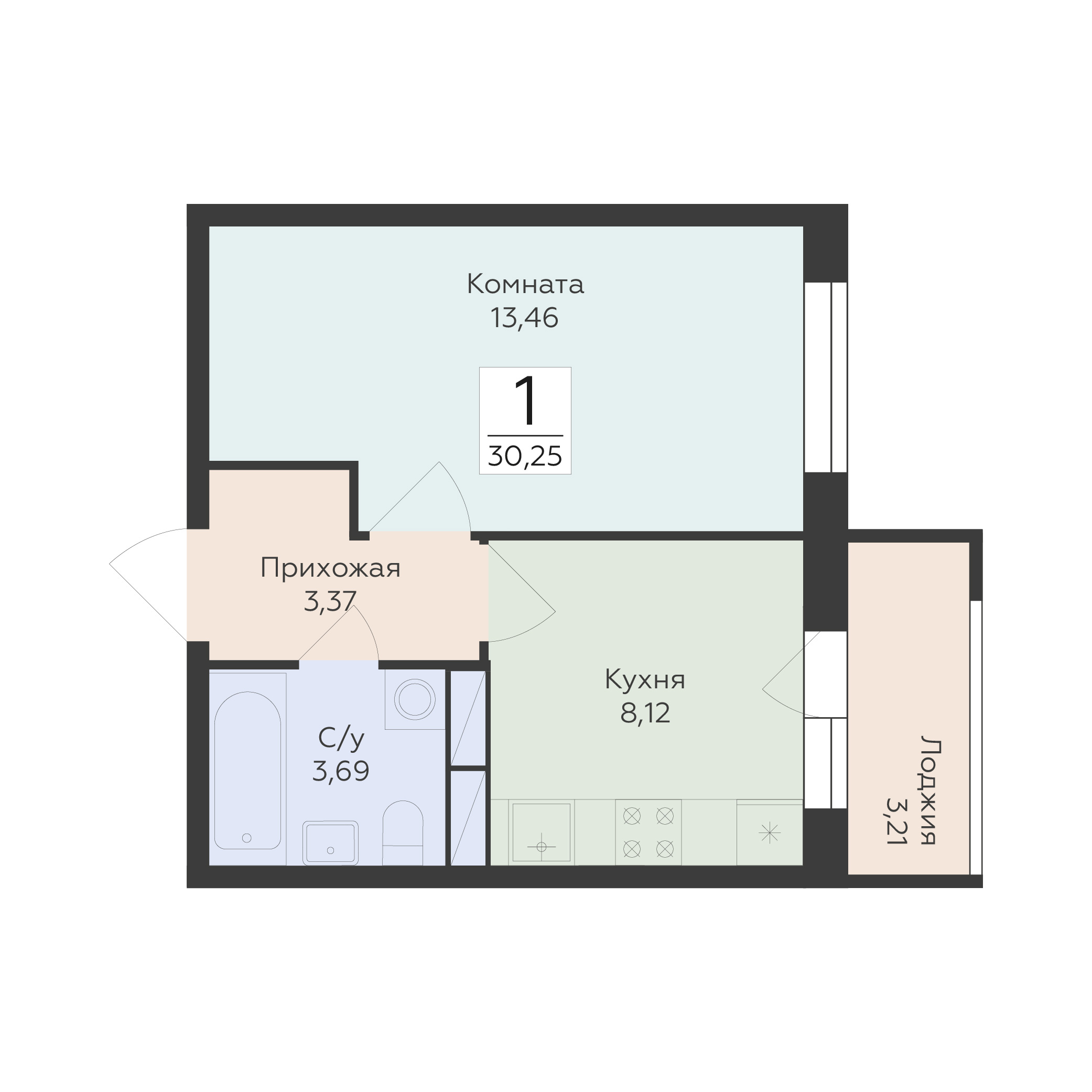 Квартира 1-комнатная квартира