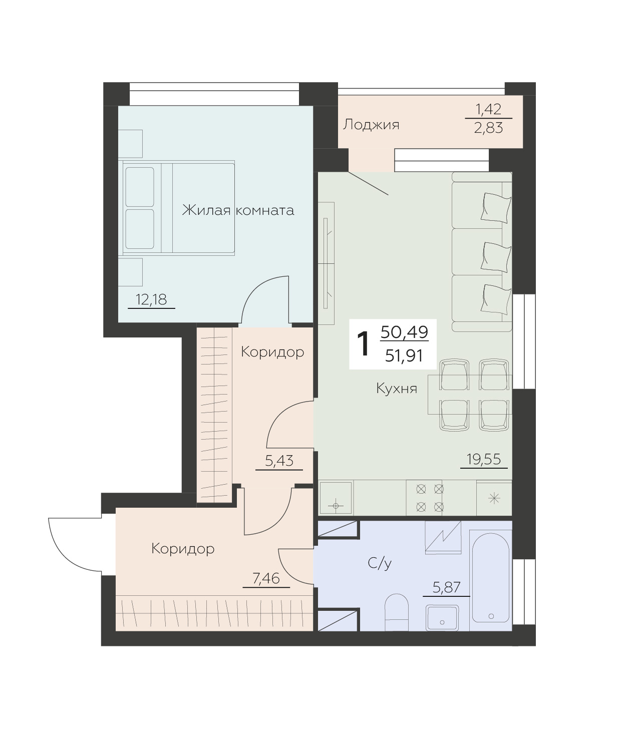 Квартира 1-комнатная квартира