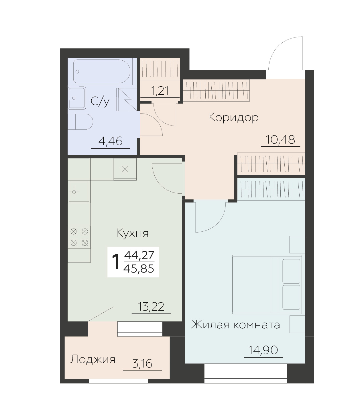 Квартира 1-комнатная квартира