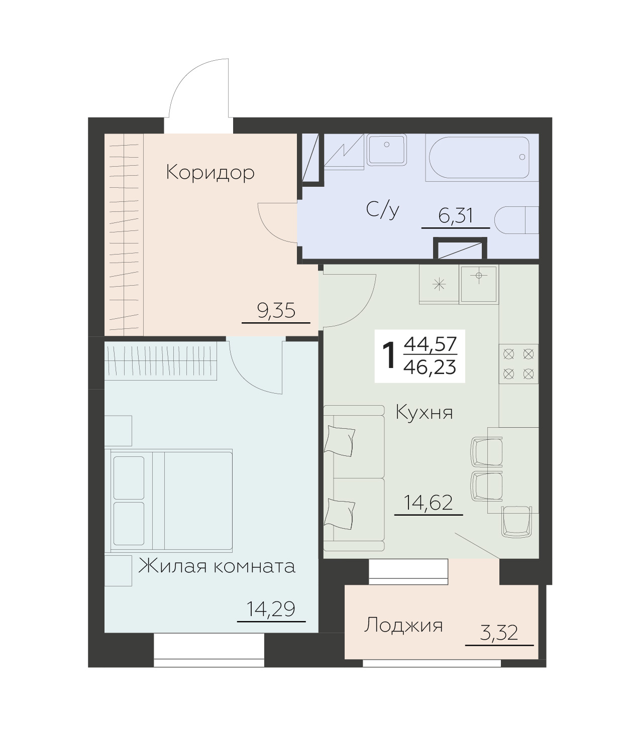 Квартира 1-комнатная квартира