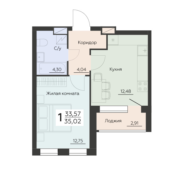 Квартира 1-комнатная квартира