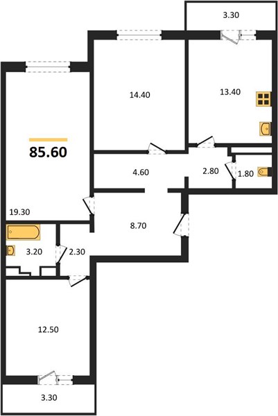Квартира 3-комнатная квартира